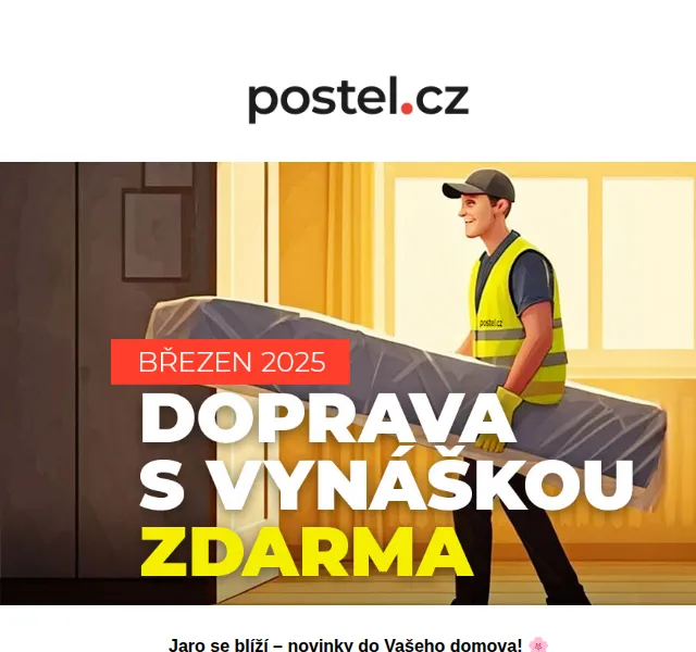 Postel.cz: doprava a vynáška ZDARMA – březen 2026 | Nuslet.cz