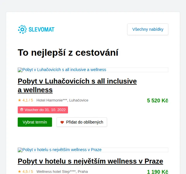 Slevomat: Pobyt v Luhačovicích s all inclusive a wellness – červenec 2026 | Nuslet.cz