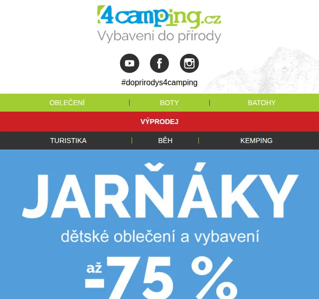 4camping.cz: Sleva až -75 % na dětské oblečení a vybavení – červen 2026 | Nuslet.cz