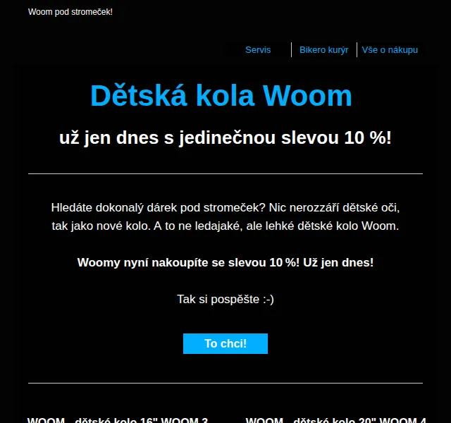 czbikero: Dětská kola Woom se slevou 10 % – prosinec 2022 | Nuslet.cz