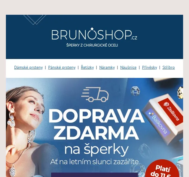 BRUNOshop.cz: doprava zdarma ke šperkům nad 300 Kč – červenec 2026 | Nuslet.cz