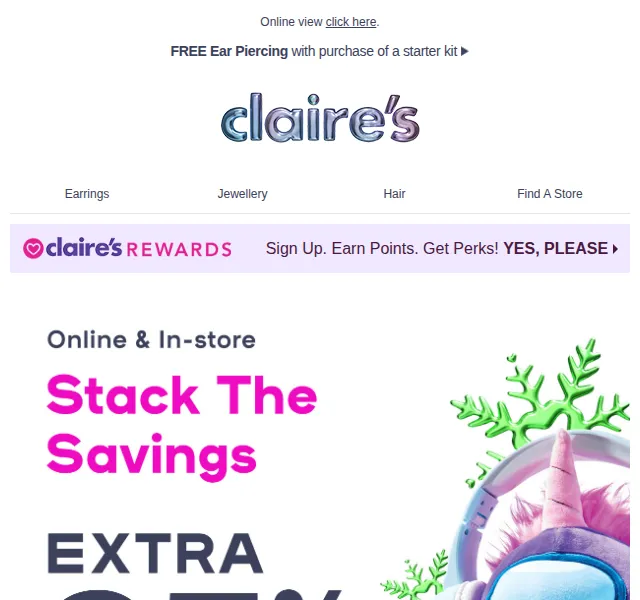 Claire's: extra 25% sleva na šperky a doplňky – červenec 2026 | Nuslet.cz