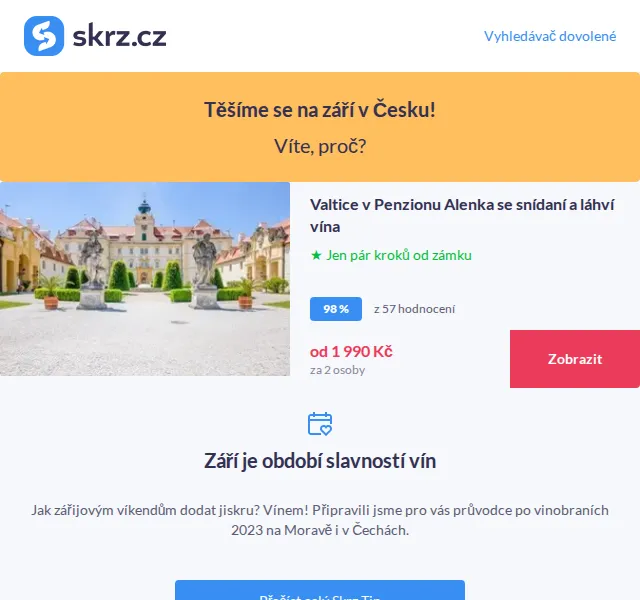 Skrz: Pobyty a zážitky v Česku na září 2026 – od 1 990 Kč | Nuslet.cz
