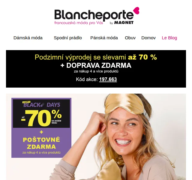 Blancheporte: Black Days až 71 % na dárky pro ženy – červenec 2026 | Nuslet.cz