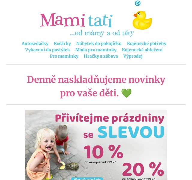 Mamitati: Sleva až 20 % na letní vybavení – červenec 2026 | Nuslet.cz