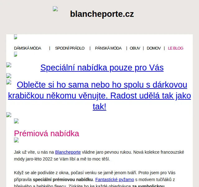 Blancheporte: Flanelové pyžamo za 199 Kč – červen 2026 | Nuslet.cz