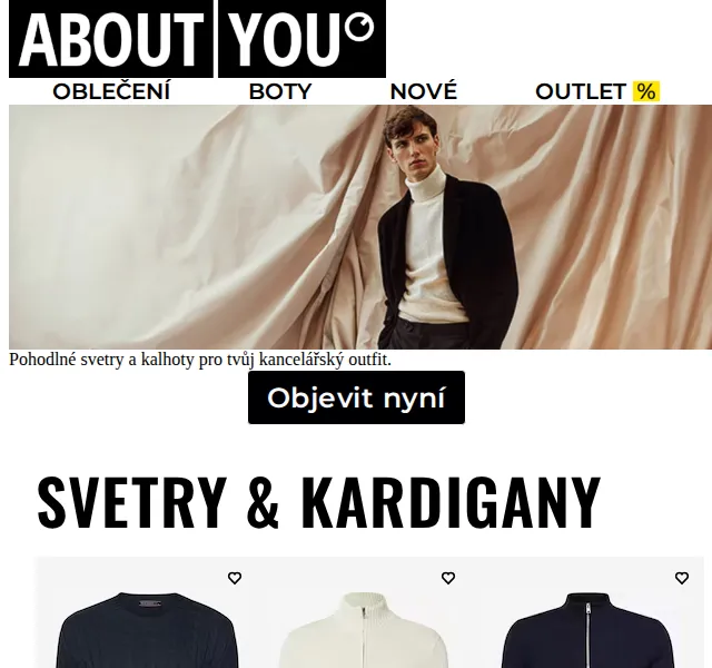 ABOUT YOU: Pohodlné svetry a kalhoty do kanceláře – červenec 2026 | Nuslet.cz