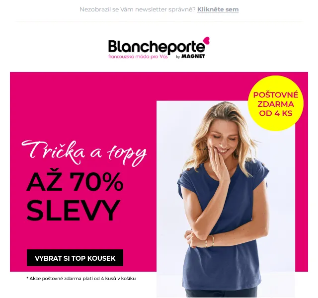 Blancheporte: Až 70% slevy na trička a topy – červenec 2026 | Nuslet.cz
