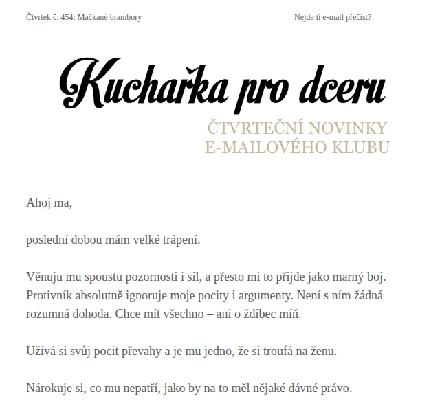 Florentýna - Kuchařka pro dceru: Mačkané brambory – červenec 2026 | Nuslet.cz