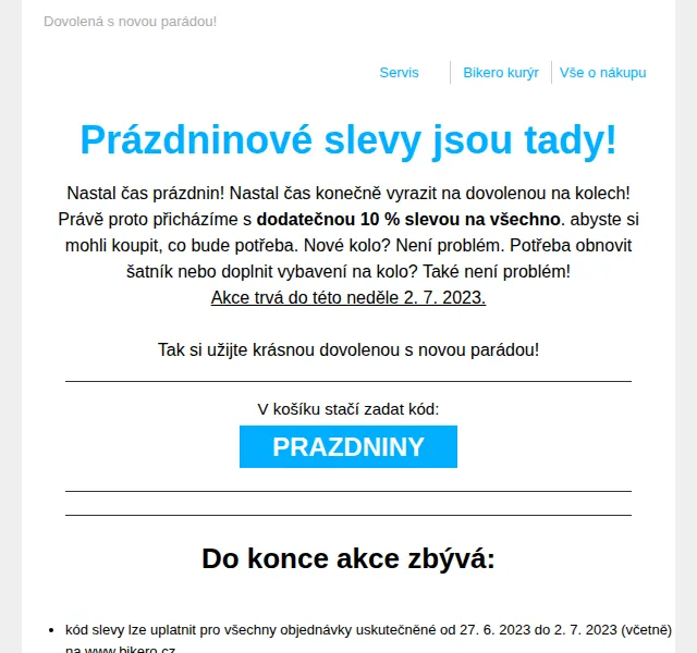 czbikero: Sleva 10 % na vše – červenec 2026 | Nuslet.cz