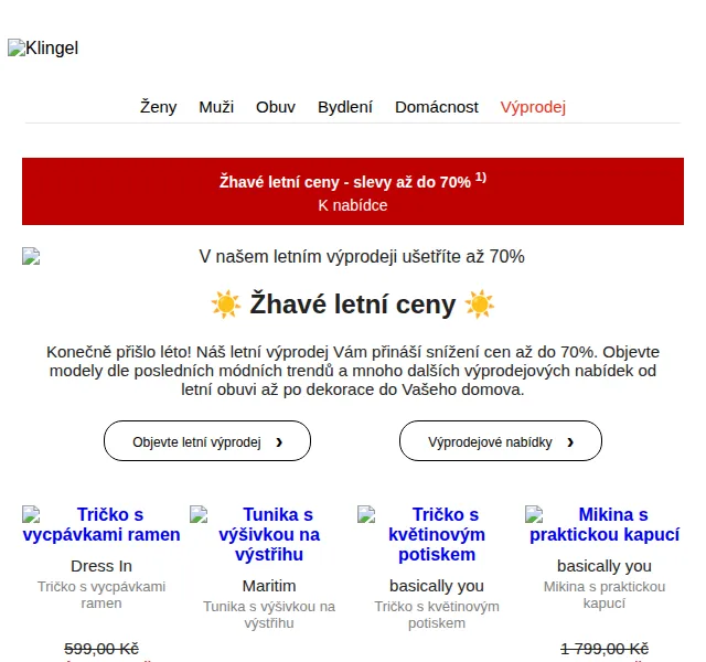 KLiNGEL: Žhavé letní ceny se slevami až do 70 % – červen 2026 | Nuslet.cz