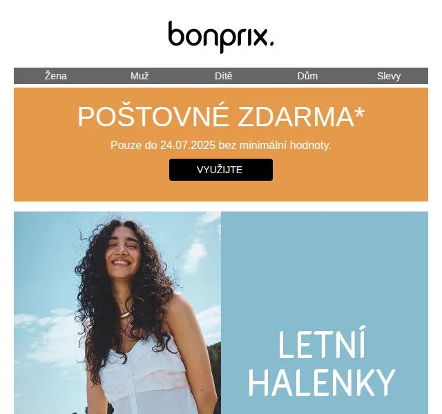 bonprix: Poštovné zdarma bez minimální hodnoty – červenec 2026 | Nuslet.cz