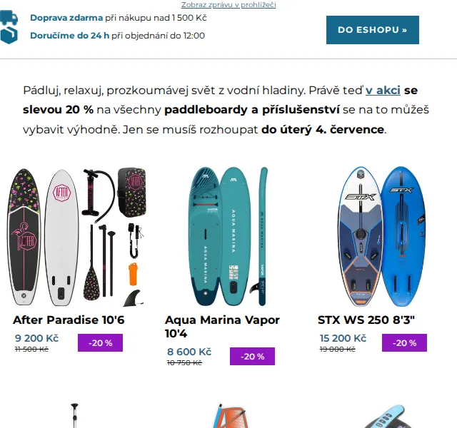 SNOWBOARD ZEZULA: Paddleboardy –20 % + HECA, SWOX – červenec 2026 | Nuslet.cz