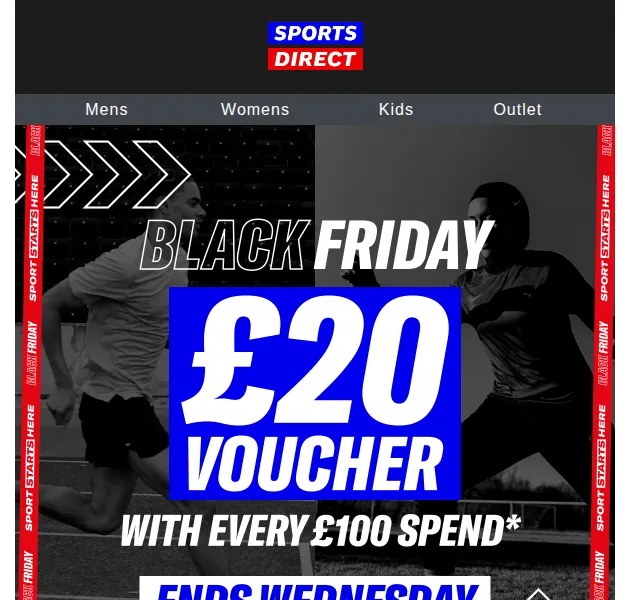 Sportsdirect: Black Friday dárek 20 £ při nákupu nad 100 £ – červen 2026 | Nuslet.cz