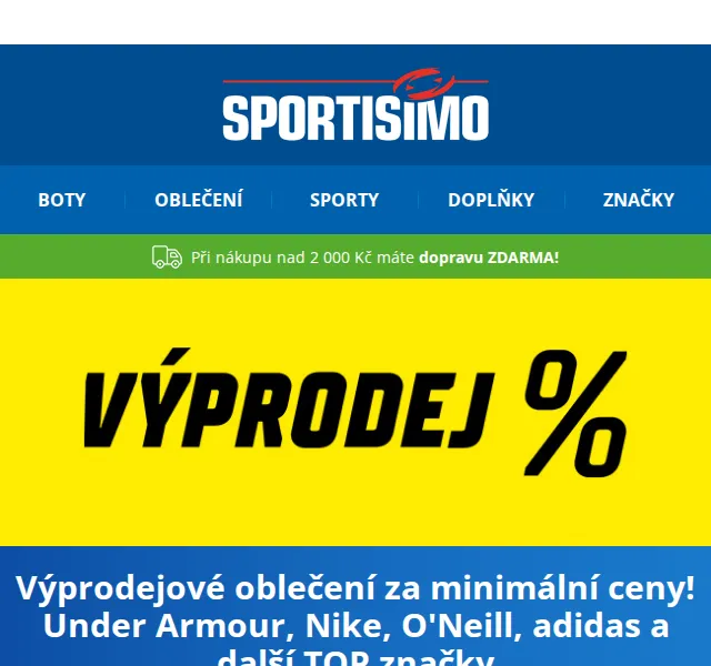 Sportisimo.cz: Výprodej oblečení Under Armour, Nike, adidas – červenec 2026 | Nuslet.cz