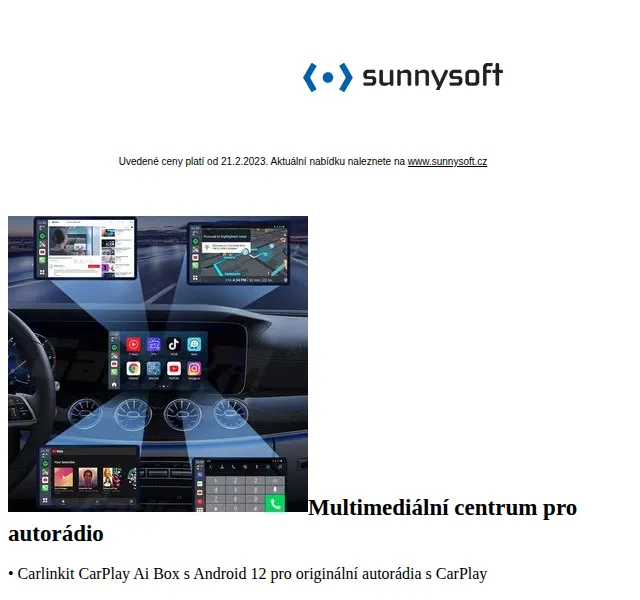 Sunnysoft: Carlinkit, Xiaomi hodinky a příslušenství – červen 2026 | Nuslet.cz