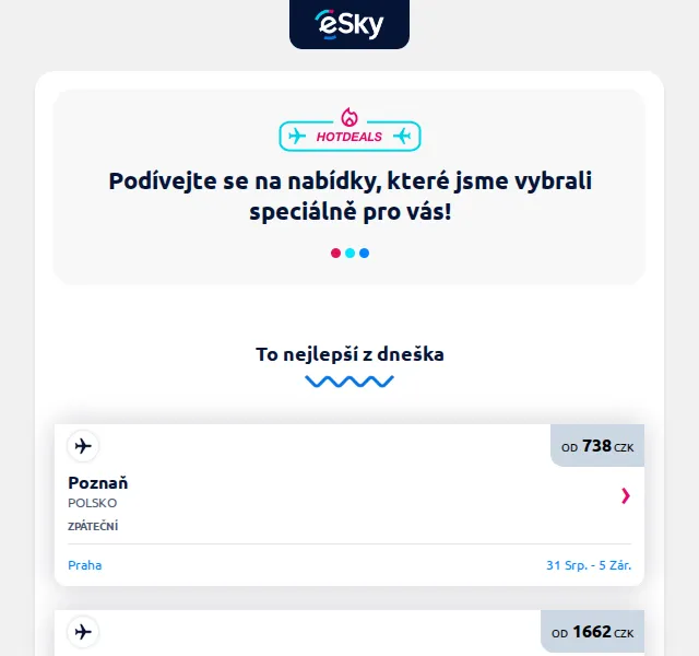 eSky.cz: Poznaň od 738 Kč, Bari od 1662 Kč – červenec 2026 | Nuslet.cz