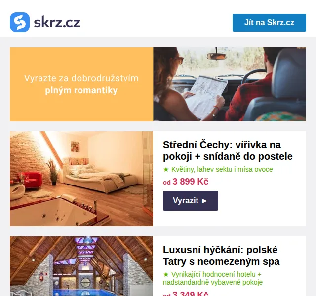 Skrz: Romantické pobyty a apartmá s vířivkou – červenec 2026 | Nuslet.cz