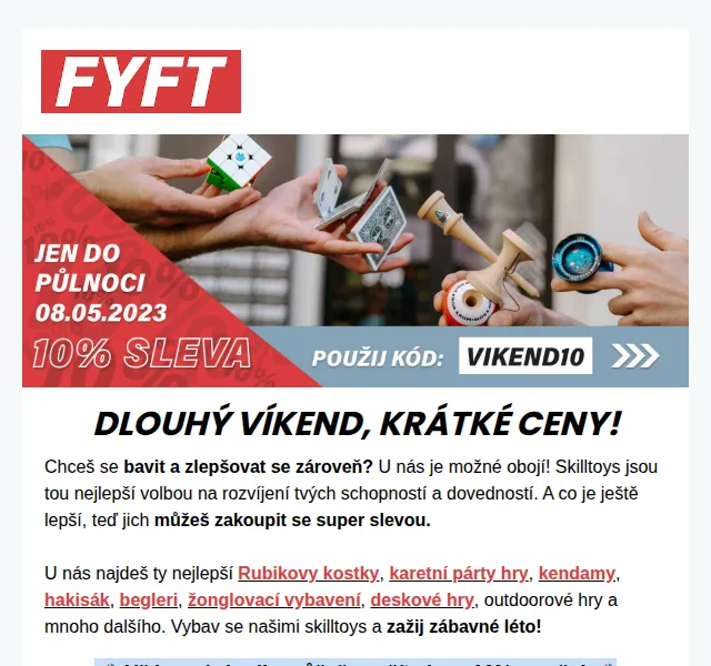 Zuzka | FYFT.cz: Sleva 10 % na skilltoys – červen 2026 | Nuslet.cz