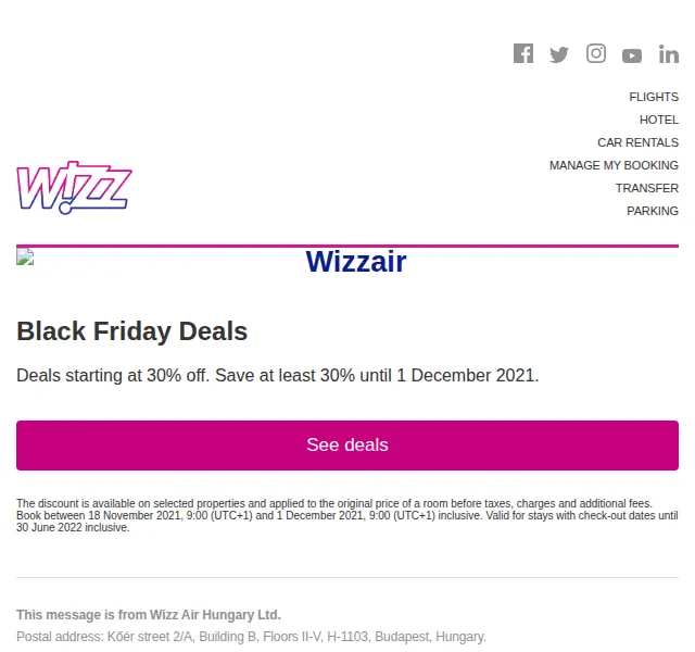 Wizz Air: Black Friday slevy od 30 % – červen 2026 | Nuslet.cz