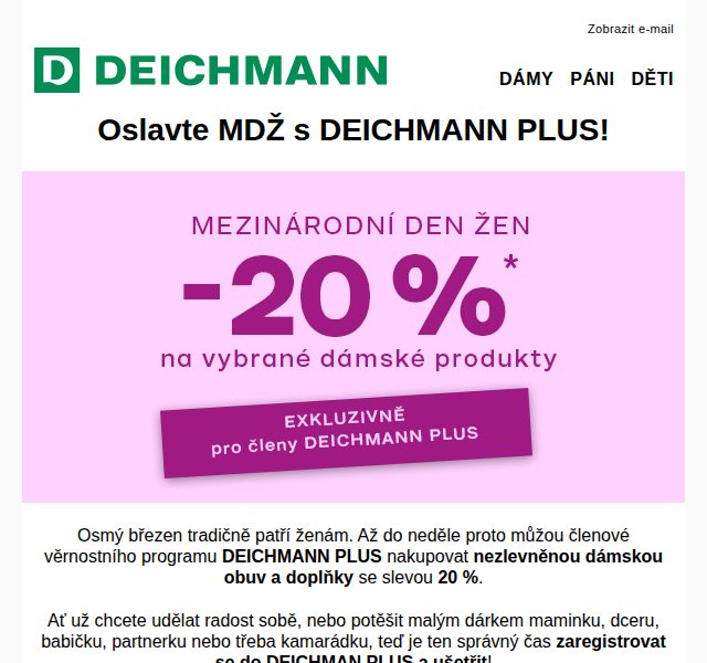 DEICHMANN: -20 % ke Dni žen – březen 2026 | Nuslet.cz