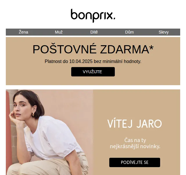 bonprix: Poštovné zdarma na kalhoty, džíny a obuv – červenec 2026 | Nuslet.cz