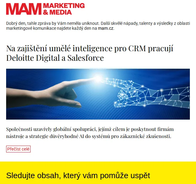 Marketing & Media: AI pro CRM od Deloitte a Salesforce – červenec 2026 | Nuslet.cz