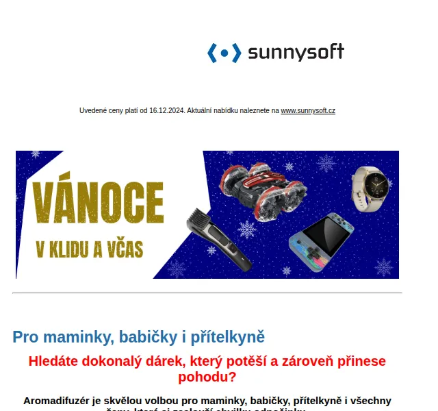 Sunnysoft: Aromadifuzéry a dárky – prosinec 2024 | Nuslet.cz