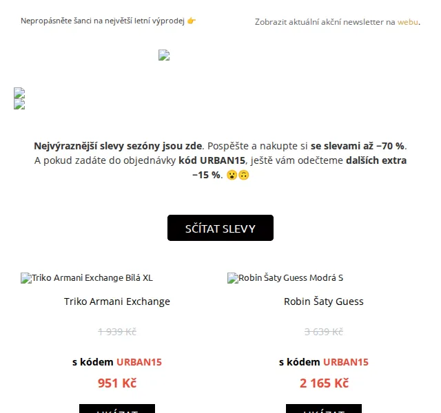 UrbanStore: Sleva až 70 % + extra 15 % s kódem – červen 2026 | Nuslet.cz