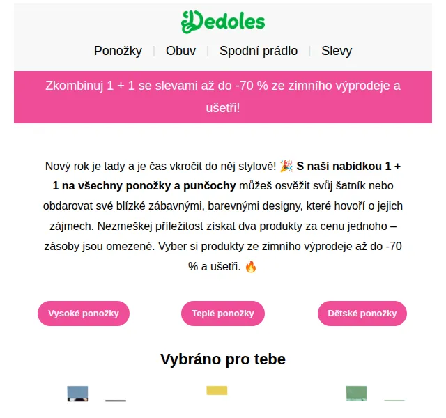 Dedoles: 1+1 na ponožky a punčochy – červenec 2026 | Nuslet.cz