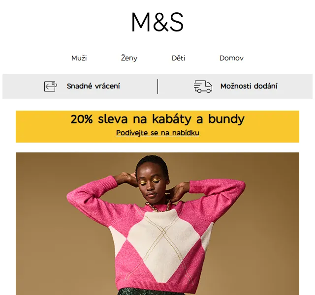 Marks and Spencer: 20% sleva na kabáty a bundy – červen 2026 | Nuslet.cz