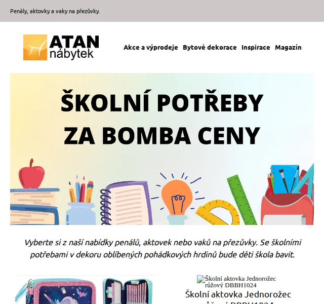 ATAN nábytek: Školní potřeby od 199 Kč – červen 2026 | Nuslet.cz
