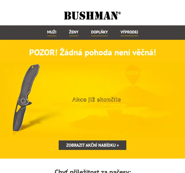 BUSHMAN: sleva 20 % na nezlevněné – červenec 2026 | Nuslet.cz