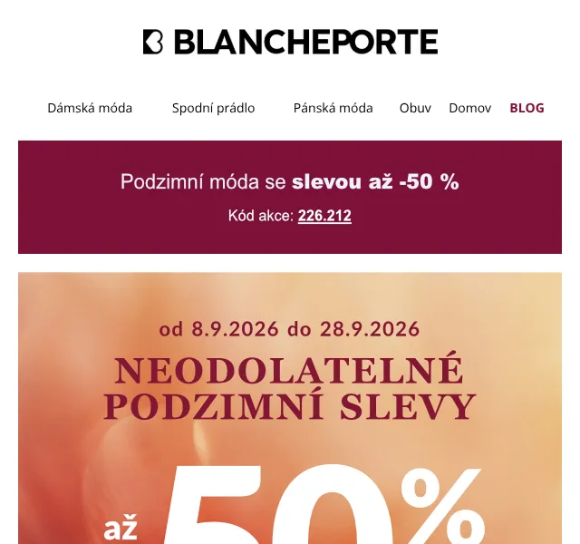 Blancheporte: až -50 % na podzimní novinky – září 2026
