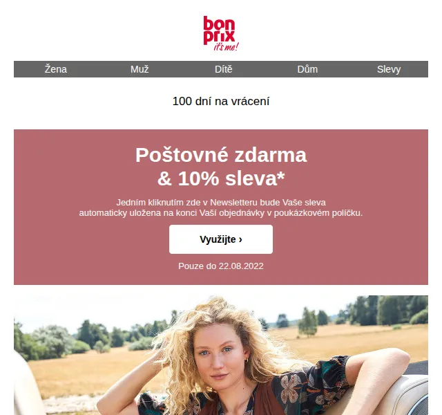 bonprix: Poštovné zdarma + 10 % sleva – červen 2026 | Nuslet.cz