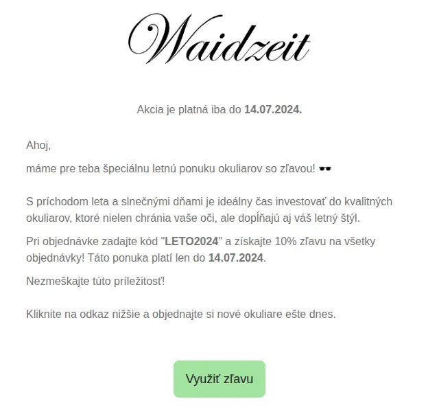 Waidzeit: Letní nabídka okulárů se slevou 10 % – červenec 2026 | Nuslet.cz