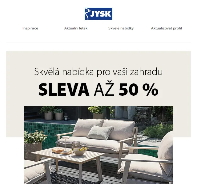 JYSK: Zahradní nábytek se slevou až 50 % – červenec 2026 | Nuslet.cz