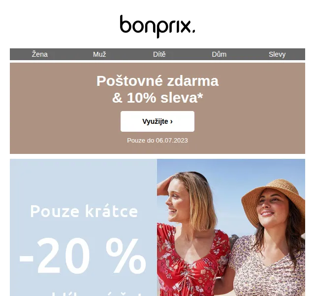 bonprix: 10% sleva + poštovné zdarma a -20 % na šaty – červenec 2026 | Nuslet.cz
