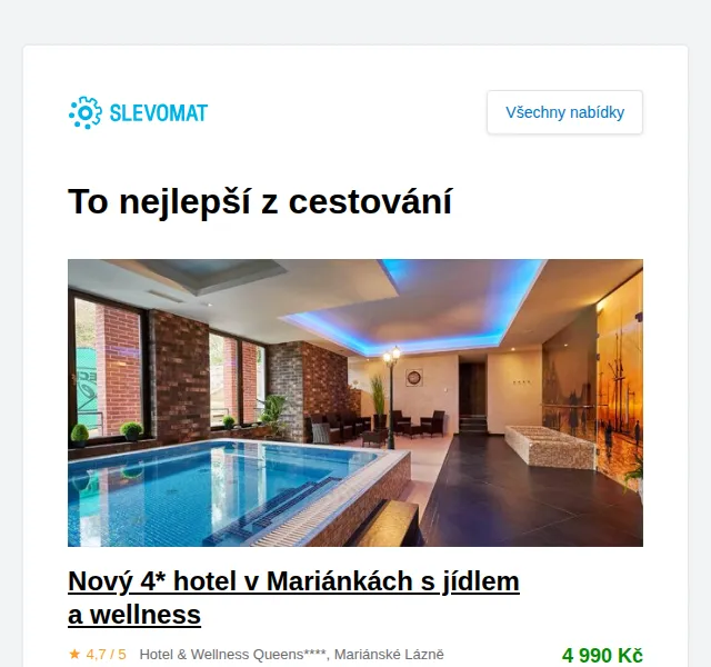 Slevomat: Nový 4* hotel v Mariánkách s jídlem a wellness – červen 2026 | Nuslet.cz