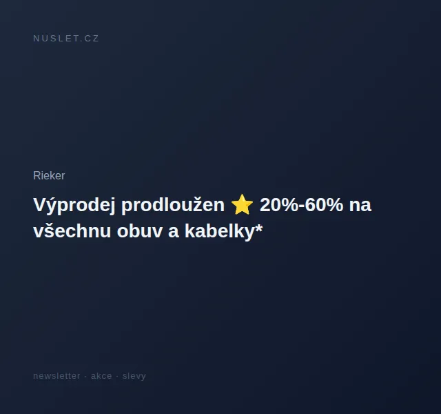 Rieker: Výprodej 20%-60% na obuv a kabelky – červen 2026 | Nuslet.cz