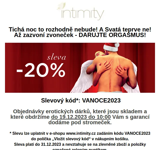 intimity.cz: Garantované dodání do Vánoc se slevou 20 % – prosinec 2023 | Nuslet.cz