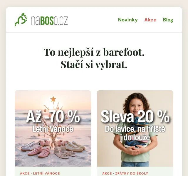 naBOSo: Letní Vánoce až -70 % – Srpna 2026