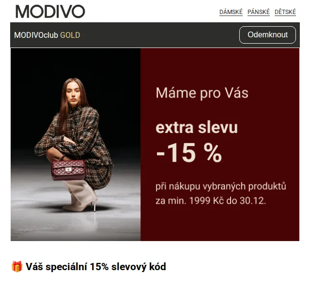 Modivo: extra -15% na Guess, The North Face a Adidas – červenec 2026 | Nuslet.cz