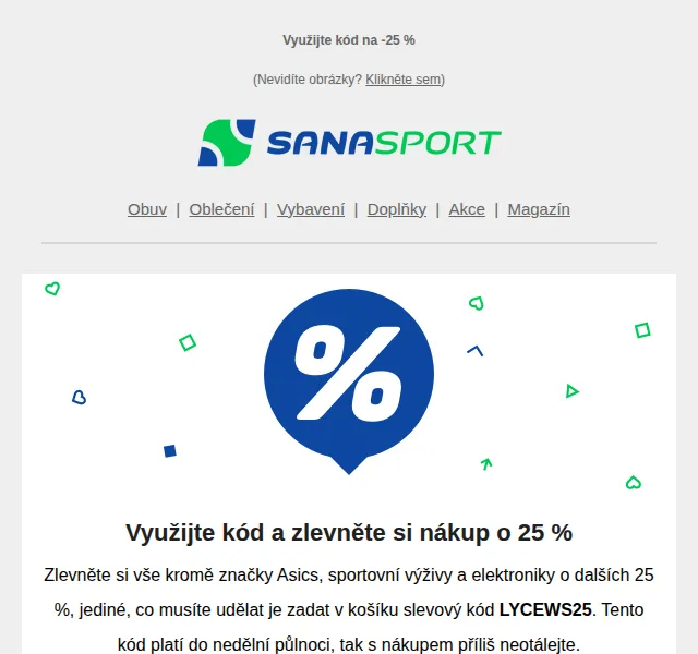 Sanasport: sleva 25 % na vše kromě Asics – červen 2026 | Nuslet.cz