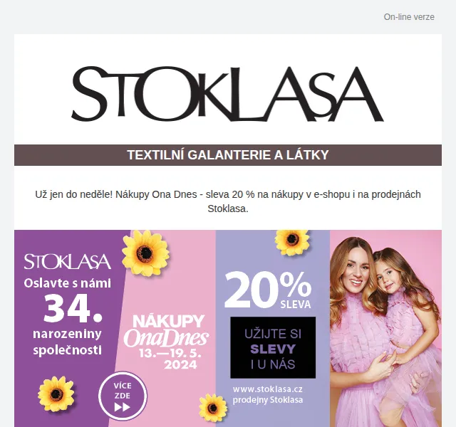 Stoklasa: sleva 20 % na celý sortiment – červenec 2026 | Nuslet.cz