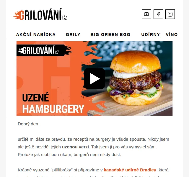 Grilování.cz - Tomáš Dytrych: Uzené burgery a udírna Bradley – červen 2026 | Nuslet.cz