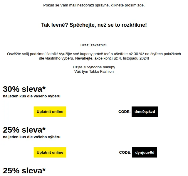 Takko Fashion: sleva až 30 % – červenec 2026 | Nuslet.cz