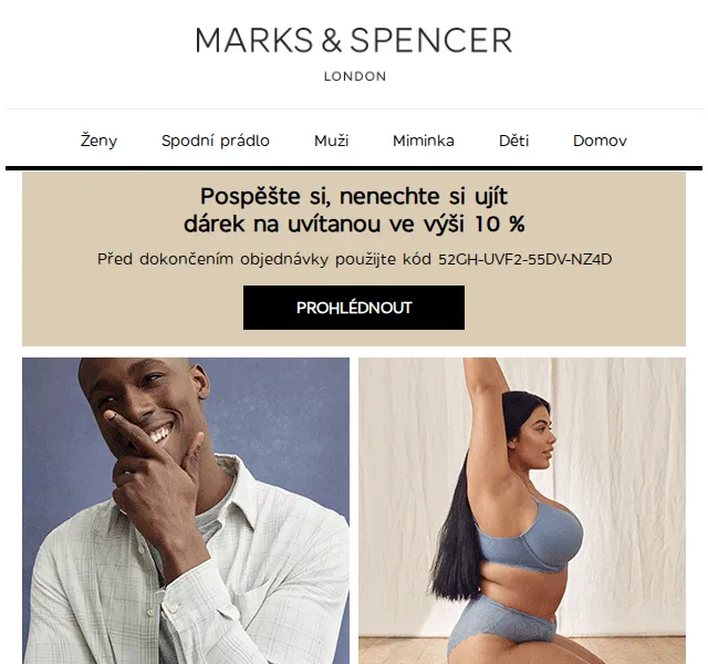 Marks and Spencer: 10% slevový kód + dárek na uvítanou – červen 2026 | Nuslet.cz