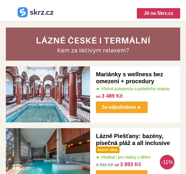 Vánoce na Skrz: Lázeňské pobyty – červen 2026 | Nuslet.cz