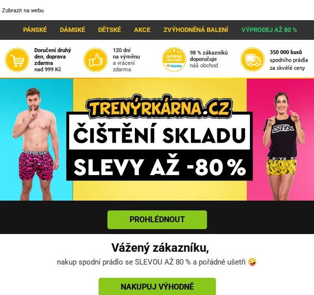Lukáš z Trenýrkárna.cz: Výprodej až 80 % – červenec 2026 | Nuslet.cz